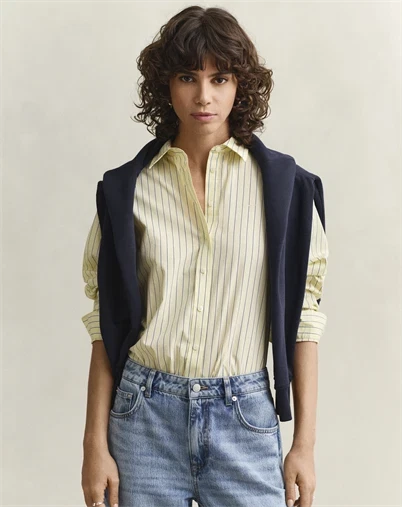 Gant - Classic Stripe Skjorte - Vanilla Yellow